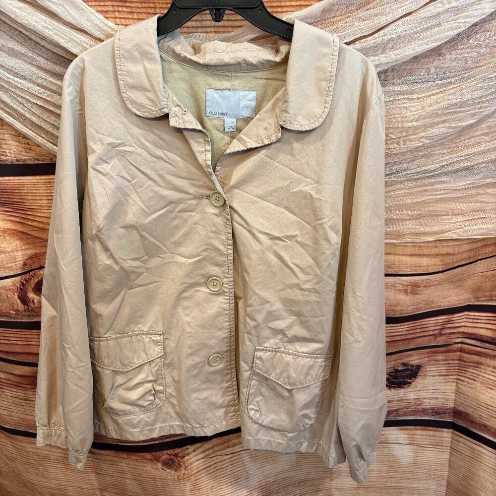 Khaki Womens Tan Button Down Long Sleeve‎ Old Navy Jacket NWOT Size XL
